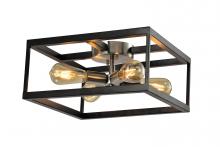 Lit Up Lighting LIT3342BK-SN - 16" 4x60 W Semi-Flush Mount in black finish with Satin nickel socket