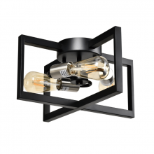  LIT3341BK-BK - 14" 3x60 W Semi-Flush Mount in black finish with Black Socket