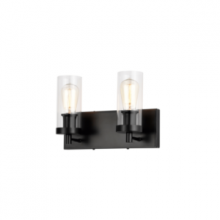  LIT3222BK+MC-CL - 2-Light Vanity in Black finish with replaceable multi color sockets rings included