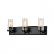  LIT3223BK+MC-CL - 3-Light Vanity in Black finish with replaceable multi color sockets rings included