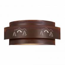  A16245-02 - Northridge Double Sconce - Mountain-Pine Tree Cutouts - Rust Patina Finish