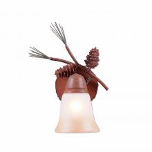 Avalanche Ranch Lighting A17120TT-04 - Lakeside Single Sconce - Pine Cone - Two-Toned Amber Cream Bell Glass - Pine Tree Green