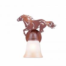 Avalanche Ranch Lighting A17137TT-02 - Lakeside Single Sconce - Horse - Two-Toned Amber Cream Bell Glass - Rust Patina Finish