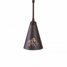  A24045ST-27 - Canyon Pendant Extra Small - Mountain-Pine Tree Cutouts - Rustic Brown Finish - Adjustable Stem