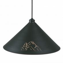  A24345BC-97 - Canyon Pendant Large - Mountain-Pine Tree Cutouts - Black Iron Finish - Black Cord