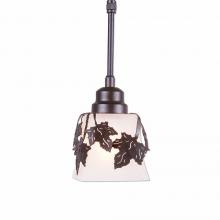  A27105FC-ST-28 - Woodland Pendant Single - Maple Leaf - Frosted Glass Bowl - Dark Bronze Metallic Finish