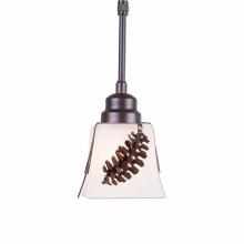  A27140FC-ST-28 - Woodland Pendant Single - Spruce Cone - Frosted Glass Bowl - Dark Bronze Metallic Finish