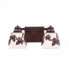  A36205FC-28 - Woodland Double Bath Vanity Light - Maple Leaf - Frosted Glass Bowl - Dark Bronze Metallic Finish