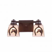 Avalanche Ranch Lighting A36217TS-28 - Woodland Double Bath Vanity Light - Horse Horseshoe - Tea Stain Glass Bowl