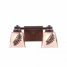  A36240TS-28 - Woodland Double Bath Vanity Light - Spruce Cone - Tea Stain Glass Bowl - Dark Bronze Metallic Finish