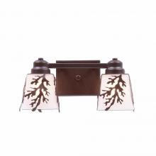  A36249FC-28 - Woodland Double Bath Vanity Light - Cedar Bough - Frosted Glass Bowl - Dark Bronze Metallic Finish