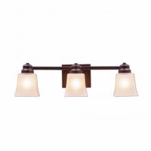  A36301TS-28 - Woodland Triple Bath Vanity Light - Rustic Plain - Tea Stain Glass Bowl