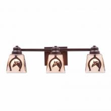  A36317TS-28 - Woodland Triple Bath Vanity Light - Horse Horseshoe - Tea Stain Glass Bowl