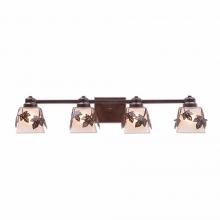 Avalanche Ranch Lighting A36405TS-28 - Woodland Quad Bath Vanity Light - Maple Leaf - Tea Stain Glass Bowl - Dark Bronze Metallic Finish