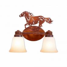  A38637TT-02 - Sienna Double Bath Vanity Light - Horse - Two-Toned Amber Cream Bell Glass - Rust Patina Finish