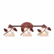  A38720TT-04 - Sienna Triple Bath Vanity Light - Pine Cone - Two-Toned Amber Cream Bell Glass - Pine Tree Green