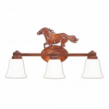  A38737OW-02 - Sienna Triple Bath Vanity Light - Horse - Opal White Bell Glass - Rust Patina Finish