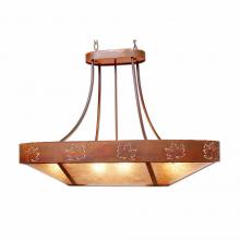  A41106AL-HR-02 - Ridgemont Chandelier Oval - Maple Cutout - Almond Mica Shade - Rust Patina Finish