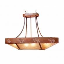  A41148AL-HR-02 - Ridgemont Chandelier Oval - Cedar Bough Cutout - Almond Mica Shade - Rust Patina Finish