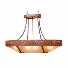  A41159AL-HR-02 - Ridgemont Chandelier Oval - Horse Cutout - Almond Mica Shade - Rust Patina Finish