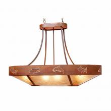  A41162AL-HR-02 - Ridgemont Chandelier Oval - Fish Cutout - Almond Mica Shade - Rust Patina Finish