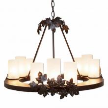  A41405FC-28 - Wisley Chandelierd Large - Maple Leaf - Frosted Glass Bowl - Dark Bronze Metallic Finish