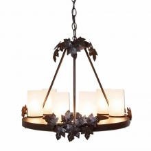  A41505FC-28 - Wisley Chandelierd Small - Maple Leaf - Frosted Glass Bowl - Dark Bronze Metallic Finish