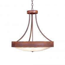  A41901FC-HR-02 - Ridgemont Chandelier Small - Bowl Bottom - Rustic Plain - Frosted Glass Bowl - Rust Patina Finish