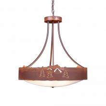  A41945FC-HR-02 - Ridgemont Chandelier Small - Bowl Bottom - Mountain-Pine Tree Cutouts - Frosted Glass Bowl