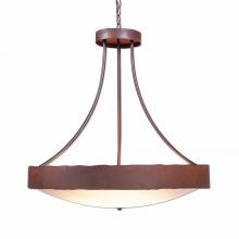  A42101FC-HR-02 - Ridgemont Chandelier Medium - Bowl Bottom - Rustic Plain - Frosted Glass Bowl - Rust Patina Finish