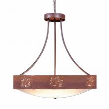  A42106FC-HR-02 - Ridgemont Chandelier Medium - Bowl Bottom - Maple Cutout - Frosted Glass Bowl - Rust Patina Finish