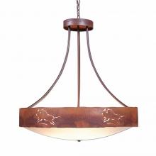  A42139FC-HR-02 - Ridgemont Chandelier Medium - Bowl Bottom - Bison - Frosted Glass Bowl - Rust Patina Finish