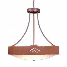  A42141FC-HR-02 - Ridgemont Chandelier Medium - Bowl Bottom - Mountain - Frosted Glass Bowl - Rust Patina Finish