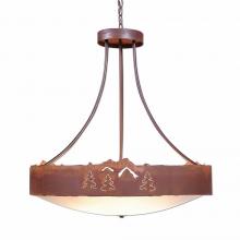  A42145FC-HR-02 - Ridgemont Chandelier Medium - Bowl Bottom - Mountain-Pine Tree Cutouts - Frosted Glass Bowl