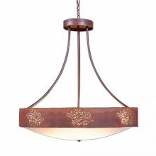  A42148FC-HR-02 - Ridgemont Chandelier Medium - Bowl Bottom - Cedar Bough Cutout - Frosted Glass Bowl