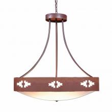  A42184FC-HR-02 - Ridgemont Chandelier Medium - Bowl Bottom - Pueblo - Frosted Glass Bowl - Rust Patina Finish