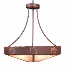  A42506AL-HR-02 - Ridgemont Chandelier Large - Shade Bottom - Maple Cutout - Almond Mica Shade - Rust Patina Finish