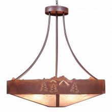  A42545AL-HR-02 - Ridgemont Chandelier Large - Shade Bottom - Mountain-Pine Tree Cutouts - Almond Mica Shade