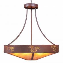  A42559AM-HR-02 - Ridgemont Chandelier Large - Shade Bottom - Horse Cutout - Amber Mica Shade - Rust Patina Finish