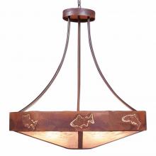  A42562AL-HR-02 - Ridgemont Chandelier Large - Shade Bottom - Fish Cutout - Almond Mica Shade - Rust Patina Finish