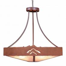  A42641AL-HR-02 - Ridgemont Chandelier Extra Large - Shade Bottom - Mountain - Almond Mica Shade - Rust Patina Finish