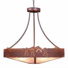  A42645AL-HR-02 - Ridgemont Chandelier Extra Large - Shade Bottom - Mountain-Pine Tree Cutouts - Almond Mica Shade