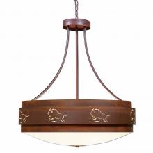  A42739FC-02 - Northridge Chandelier Large - Bison - Frosted Glass Bowl - Rust Patina Finish