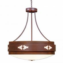  A42784FC-02 - Northridge Chandelier Large - Pueblo - Frosted Glass Bowl - Rust Patina Finish