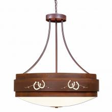  A42786FC-02 - Northridge Chandelier Large - Barb Wire and Horseshoe Cutout - Frosted Glass Bowl