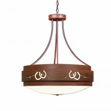  A42886FC-02 - Northridge Chandelier Small - Barb Wire and Horseshoe Cutout - Frosted Glass Bowl