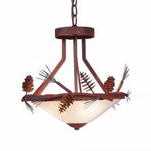  A44320-04 - Wisley Foyer Chandelier - Pine Cone - Frosted Glass Bowl - Pine Tree Green-Rust Patina base Finish