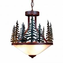  A44343-03 - Wisley Foyer Chandelier - Cedar Tree - Frosted Glass Bowl - Cedar Green-Rust Patina base Finish