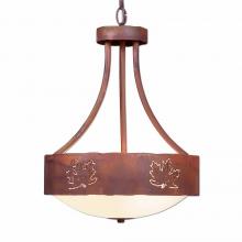  A44406-02 - Ridgemont Foyer Chandelier Medium - Maple Cutout - Frosted Glass Bowl - Rust Patina Finish