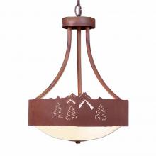  A44445-02 - Ridgemont Foyer Chandelier Medium - Mountain-Pine Tree Cutouts - Frosted Glass Bowl